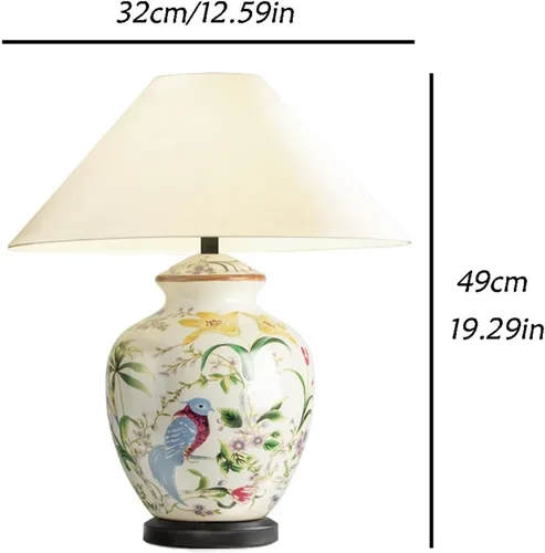 Miniatura 2 de BGGJJ Lamp for Desk Indoor Retro Flower and Bird Pattern Ceramic Table Lamp Interior Decorative Lamp Practical Bedroom Bedside Lamp Desk Lamps for