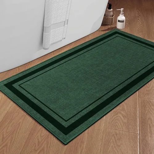 Miniatura 36 de chakme Juego de 2 alfombras de baño ultrafinas, absorbentes, antideslizantes, lavables a máquina, color beige oscuro, 17 x 24 pulgadas + tapete