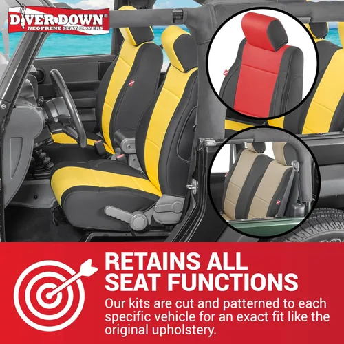 Miniatura 2 de Diver Down Juego de fundas de asiento de neopreno - Se ajusta a Jeep JK Wrangler 2007-2018 - Juego de asientos delanteros y traseros - Fundas de Azul
