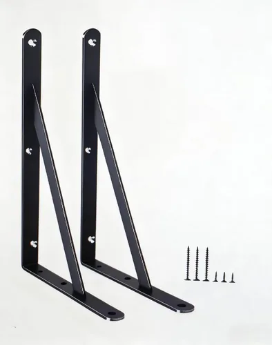 Paquete de 2 soportes de estante resistentes de 8 pulgadas de largo x 6 pulgadas de alto con tornillos, soportes de estante de metal, soportes
