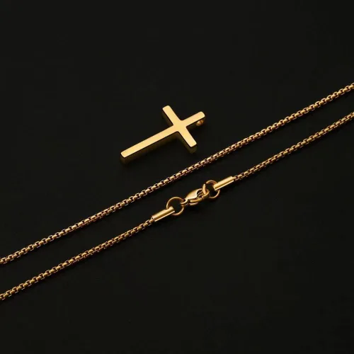 Miniatura 6 de IEFSHINY - Collar con dije de cruz de acero inoxidable para hombre, cadena de 16 a 30pulgadas, dorada, plateada, negra