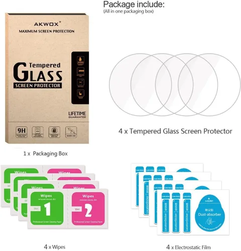 Miniatura 7 de [Paquete de 4] Protector de pantalla de vidrio templado para Samsung Galaxy Watch 4 Classic 1.811 in/Watch 1.811 in