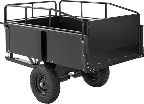 Miniatura 9 de VEVOR Remolque Resistente para ATV Carro de Descarga de Acero, 750 libras 15 Pies Cúbicos, Remolque Utilitario de Jardín Remolques de Patio con Negro