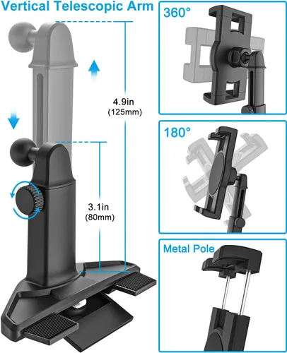 Miniatura 3 de GDZN Soporte para tableta para ranura de CD de automóvil, altura ajustable, soporte para tableta con brazo telescópico compatible con iPad Pro 12.9