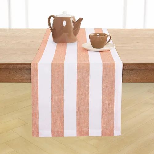 Miniatura 20 de Solino Home Camino de mesa de lino de 36 pulgadas, rayas cabaña, 100% lino puro, camino de mesa pequeño rojo y blanco, 14 x 36 pulgadas, ideal