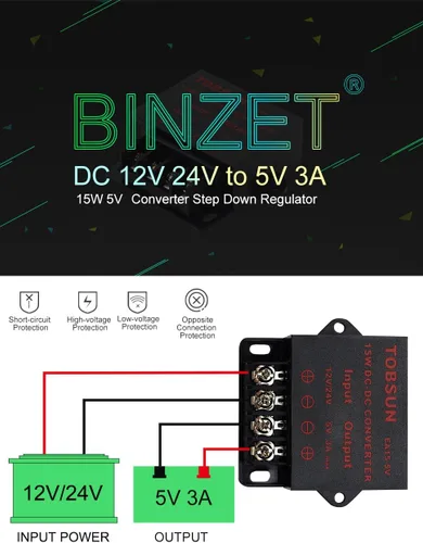 Miniatura 5 de Convertidor CC Regulador reductor 5V Regulado Fuentes de alimentación Convertidor de transformador (5V 3A 15W)
