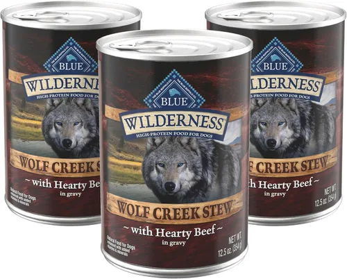 Blue Buffalo Wilderness Wolf Creek - Estofado de carne de res abundante en salsa con alto contenido de proteínas y sin granos, lata de 12.5 onzas, 3