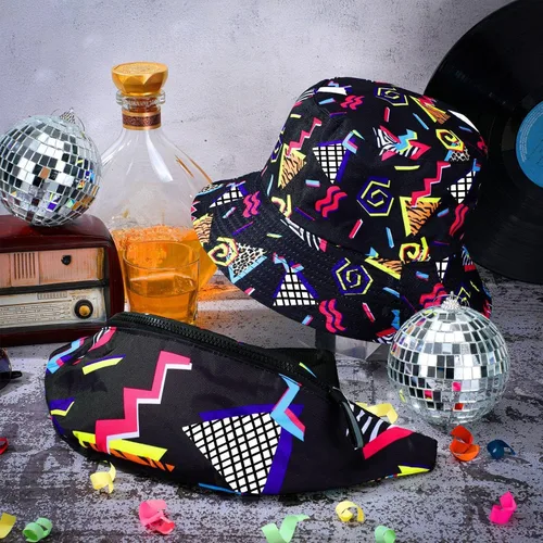 Miniatura 7 de JenPen Juego de 2 sombreros tipo cangurera de los años 80 y 90 para hombres y mujeres, accesorios retro para fiestas deportivas de verano