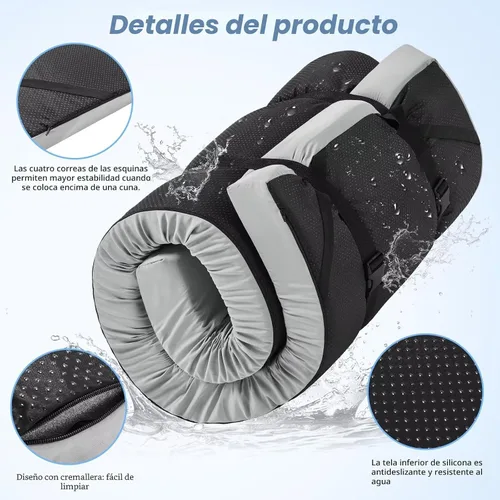 Miniatura 5 de CYMULA Almohadilla de Colchón de Espuma Viscoelástica para Acampar, Almohadilla para Dormir de 3 Pulgadas para Acampar, Base Antideslizante Inferior