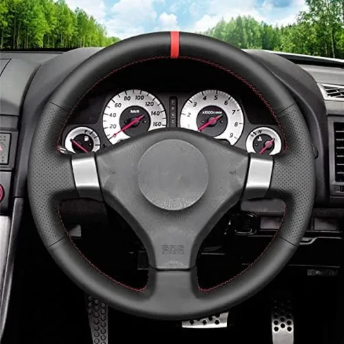 Miniatura 2 de Funda de volante de costura a mano para Nissan 200SX S15 2001-2002 para Silvia 1999-2000 para Skyline R34 GTR GT-R 1998-2002 Línea negra funda