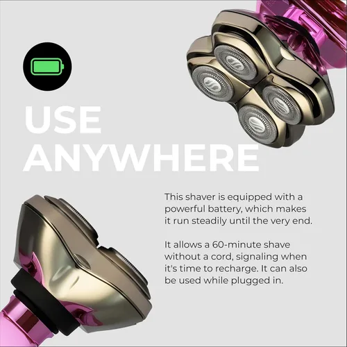 Miniatura 6 de Skull Shaver Butterfly Kiss PRO - Afeitadora eléctrica para mujeres para línea del bikini, piernas y cuerpo - Uso húmedo y seco - Hojas ergonómicas