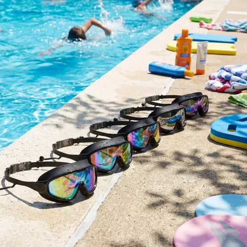 Miniatura 4 de Sabary Paquete de 12 gafas de natación a granel para adultos, visión amplia, sin fugas, antiniebla, gafas de natación con tapones para los oídos