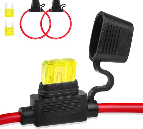 Miniatura 11 de Portafusibles en línea de 12V, paquete de 2, versión extendida 12 AWG, portafusibles de cuchilla impermeable de 13.8 pulgadas, portafusibles