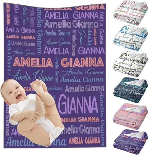Miniatura 11 de Mantas de bebé personalizadas para niñas y niños, mantas de bebé personalizadas con nombre para niños y niñas, regalos personalizados para bebés
