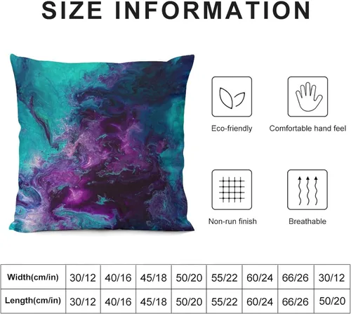 Miniatura 2 de Funda de almohada de terciopelo nebuloso de galaxia, turquesa, morado, verde azulado, funda de almohada cuadrada, decoración del hogar para cama