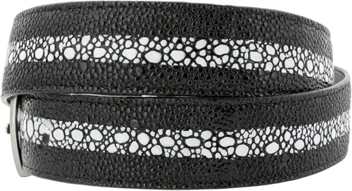 Miniatura 2 de EL PRESIDENTE Mens Black Stingray Print Leather Western Cowboy Belt Silver Buckle