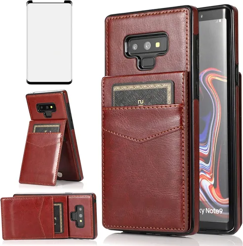 Miniatura 11 de Funda tipo cartera de piel verde para Samsung Galaxy Note 9 con protector de vidrio templado, tarjetero y función atril