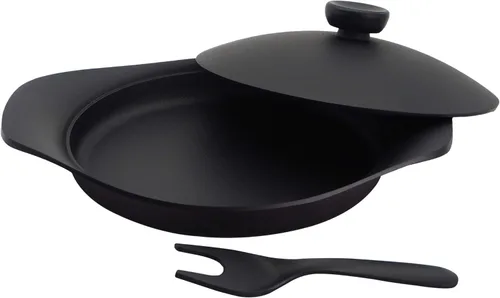 Miniatura 6 de Sori Yanagi Nanbu - Sartén de aceite con diseño simple y alta practicidad, fabricada en Japón, tapa de hierro y mango incluidos, compatible