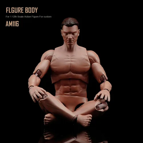 Miniatura 8 de Figura de acción masculina a escala 1:12 AM116 Cuerpo de figura masculina muscular personalizada flexible de 6 pulgadas, muñecas de PVC en miniatura
