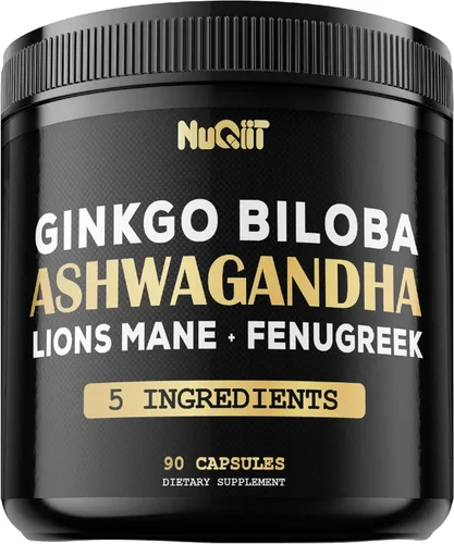 NUQIIT Ashwangdha Cápsulas de 4000 mg de semillas de fenogreco 2000 mg de Ginkgo Biloba 2000 mg y más – Vinagre de sidra de manzana, vejiga – Apoya
