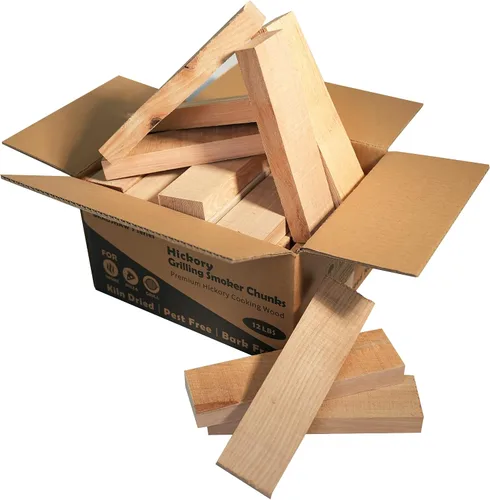 Miniatura 2 de CONSDAN Astillas de madera de nogal para ahumador y barbacoa, cultivadas en Estados Unidos, secadas al horno, trozos de madera natural (12 libras)