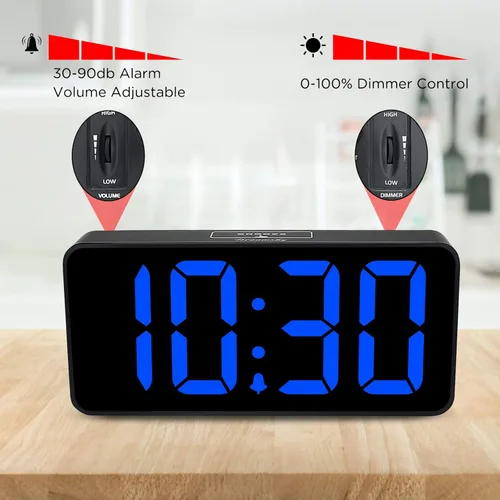 Miniatura 4 de DreamSky Reloj despertador digital grande con números grandes para personas mayores y personas con discapacidad visual, relojes eléctricos de 9