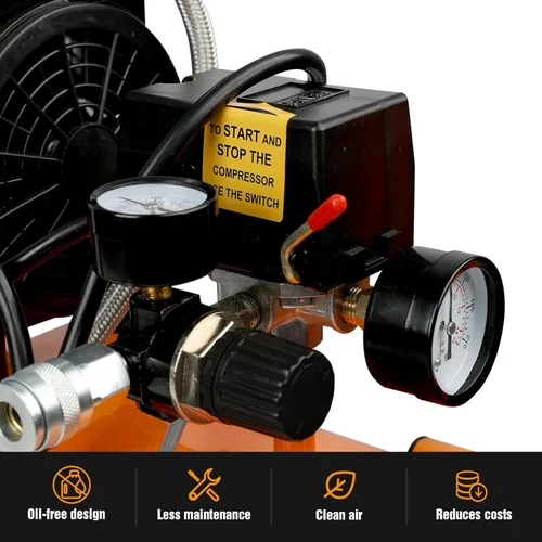 Miniatura 5 de FORNAX Compresor de aire portátil de 6.4 galones, 1 HP 2.2CFM@ 90 PSI compresor de aire libre de aceite, presión máxima 125 PSI, compresor