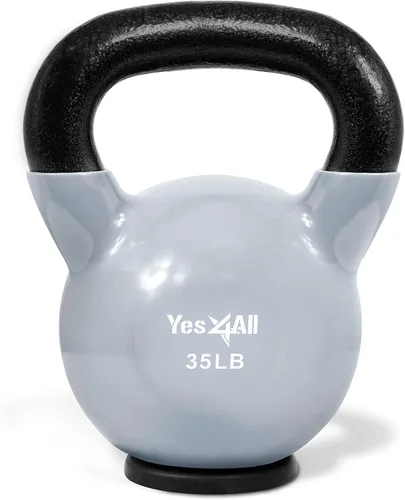 Miniatura 10 de Yes4All Juego de pesas rusas con base de goma, pesas rusas para mujer, pesas rusas de entrenamiento de fuerza (10-65 libras)