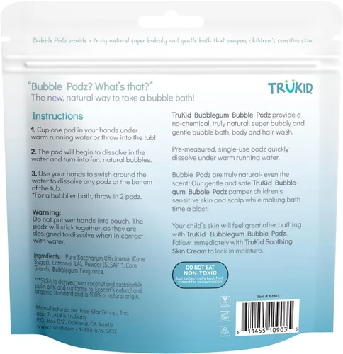 Miniatura 9 de TruKid Bubble Podz - Baño de burbujas para niños, niños pequeños y bebés, bomba de baño suave y refrescante sin lágrimas para piel sensible