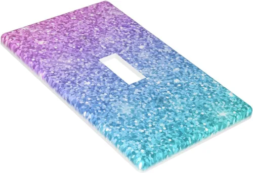 Miniatura 3 de Cubierta para interruptor de luz, placas de pared con purpurina rosa y azul, 1 banda, palanca individual de 4.5 x 2.76 pulgadas, 1 paquete