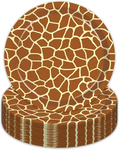 Miniatura 9 de 50 platos con estampado de vaca, platos de papel de vaca de 9 pulgadas, suministros de fiesta de safari en la selva, platos de fiesta con temática