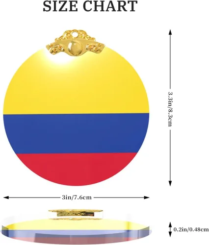 Miniatura 4 de Colgante redondo de adorno navideño de cristal con estampado de bandera de Colombia con detalles dorados y plateados para colgar la decoración