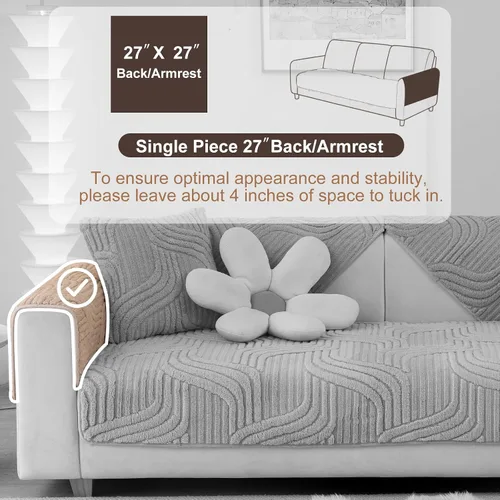Miniatura 2 de Funda de sofá suave y sólida, lavable, funda antideslizante de felpa para sofá modular de 3 cojines, funda de sofá afilada L, protector de muebles