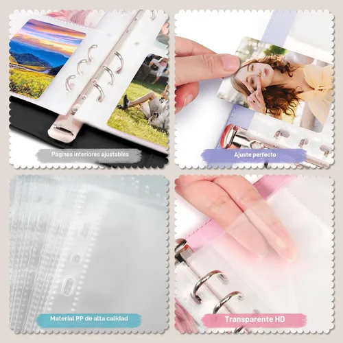 Miniatura 4 de Carpeta para tarjetas fotográficas A5 Kpop con 30 páginas de tarjetas de 4 bolsillos, Carpeta A5 de 6 anillos álbum coleccionador de tarjetas