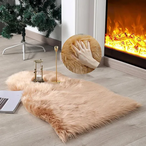 Miniatura 30 de linmopm Alfombra de piel sintética de pelo lanudo esponjoso negro de 2x6 pies para dormitorio, cabecera de la cama, suelo, sala de estar, cojín