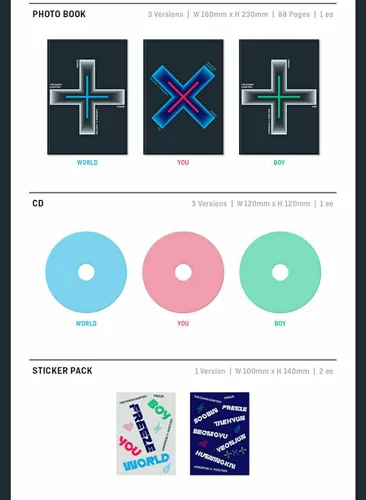 Miniatura 2 de TXT [ THE CHAOS CHAPTER : FREEZE ] Album [ WORLD ] VER. CD+88p Photo Book+Sticker Pack(1pack 2ea)+Lyric Book+Behind Book+Photo Card+1Original Story