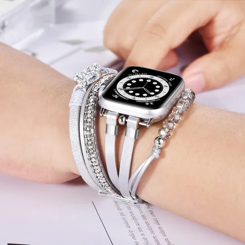 Miniatura 5 de VISOOM Correa de pulsera bohemia con cuentas compatible con Apple Watch de 40 mm/38 mm/41 mm/42 mm Series 10 9 8 7 SE Series 6/5/4 Correa de reloj