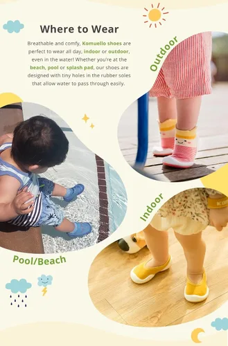 Miniatura 5 de Komuello Zapatos para niña pequeña, materiales de primera calidad, transpirables, lavables, antideslizantes, que se mantienen puestos, calcetines