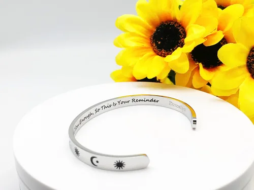 Miniatura 145 de Pulseras inspiradoras para mujer, joyería de acero inoxidable, con refranes, pulsera motivacional con mensaje oculto, pulseras grabadas para mejor