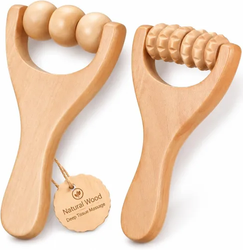 Ciieeo 2 rodillos de masaje de madera para alivio muscular/regalo, herramienta de masaje de madera, herramientas de rodillo de madera para cuidado