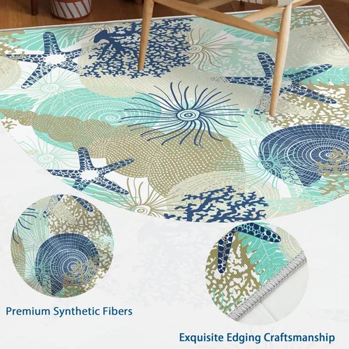 Miniatura 4 de Tritard Alfombra de pasillo costera de 2 x 6 pies, alfombra náutica para pasillo de cocina, con temática de playa, antideslizante, lavable a C1