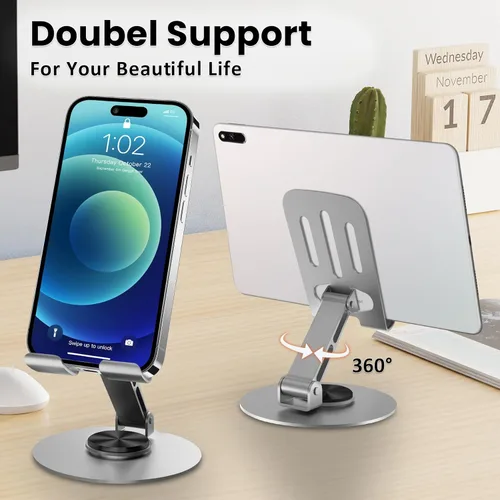 Miniatura 2 de Soporte Universal de Metal para Celular, Soporte Ajustable de Ángulo Múltiple con Rotación de 360°, Antideslizante, Compatible con iPhone 17 16 Pro