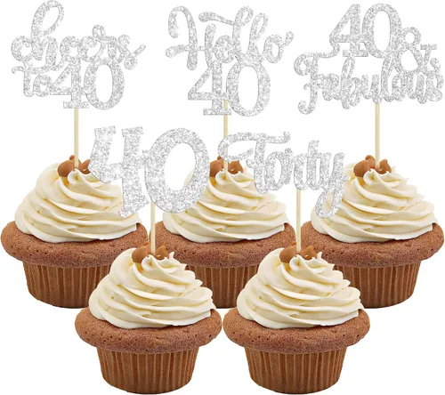 Miniatura 36 de 30 piezas Adornos para pastel de cumpleaños de 6 años, seis brillos, hola 6, púas para cupcakes, felicitaciones a los 6 años, decoraciones