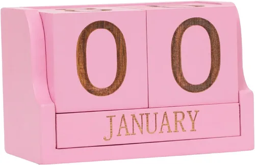 Miniatura 2 de Calendario de escritorio de madera, bloques de calendario de escritorio para profesores, bloque de fecha perpetuo de oficina, decoración de Rosa
