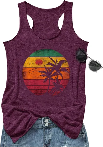 Camiseta suelta de cuello redondo, sin mangas y con espalda cruzada para mujer con estampado de mandala, estilo vintage e informal, corte clásico