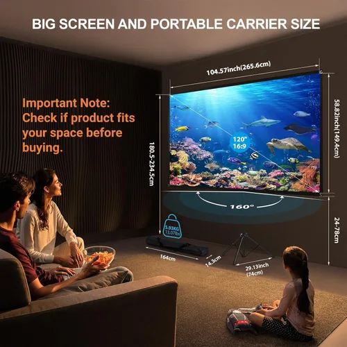 Miniatura 2 de Pantalla de proyector con soporte, pantalla de proyector al aire libre 16:9 y soporte de trípode, pantalla de proyección portátil con ganancia