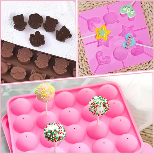 Miniatura 6 de Kit para hacer pasteles con 3 juegos de moldes de silicona, soporte de exhibición de 3 niveles, puntas de tuberías, magdalenas, instrucciones