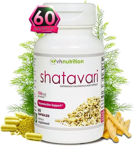 VH Nutrition SHATAVARI | 700 mg de extracto de espárragos racemosos | Vitalidad femenina* y rejuvenecimiento* | Equilibrio de estrógeno natural* |