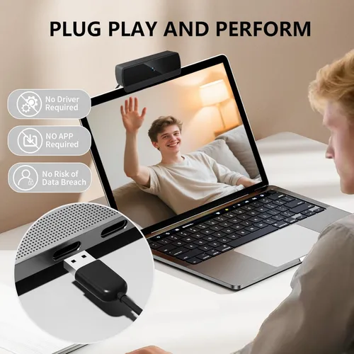 Miniatura 6 de Cámara web Full HD 1080p para PC Cámara para computadora portátil Cámara web Cámara de transmisión de escritorio, micrófono incorporado, Plug & Play