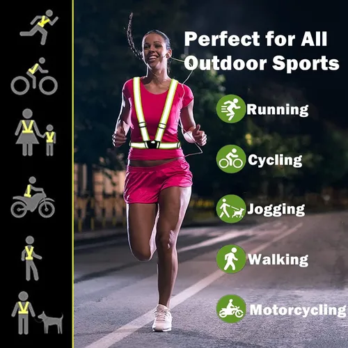 Miniatura 5 de Reflective Running Gear Reflective Vest & Reflective Armband & Reflective Belt 3 Pcs Set, High Visibility Reflective Gear Night Cycling Walking